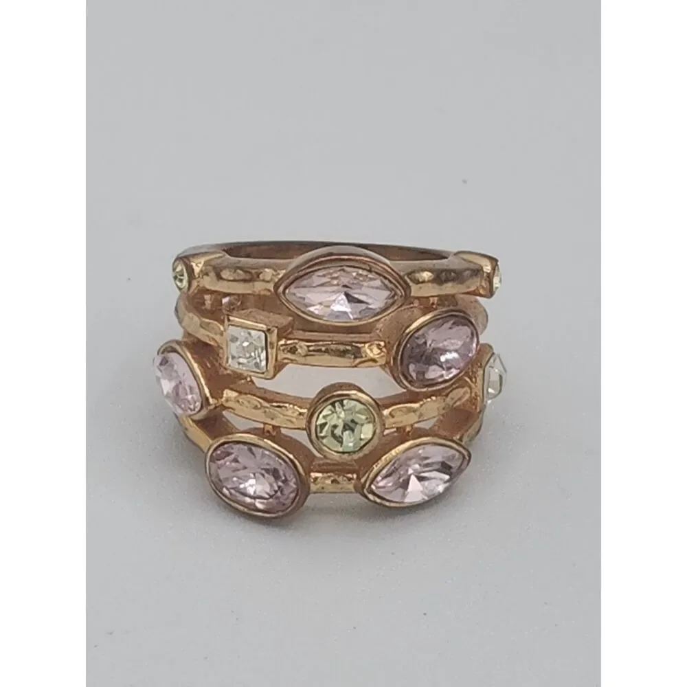 RJ Graziano Rose Gold  Multi Band Gemstone Ring sz 7